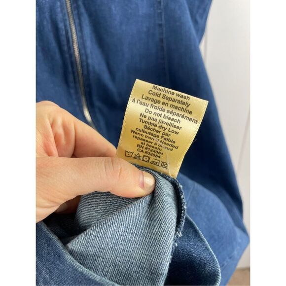 NWT Anthropologie Porridge Rosette Denim Medium Blue Slim Mini Dress Size XL - Picture 16 of 16